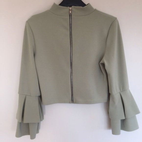 Missguided Green Ruffle Sleeve Crop Top RARE!! Y2K - Picture 5 of 5